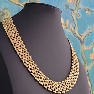 Panther Link Style Gold-tone Vintage Collar Necklace